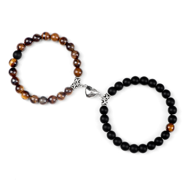 Amora Magnetic Heart Natural Stone Bracelet Set