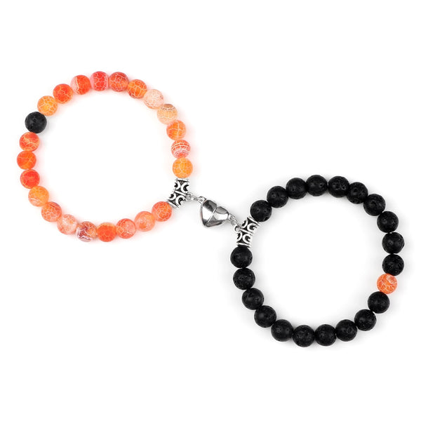 Amora Magnetic Heart Natural Stone Bracelet Set