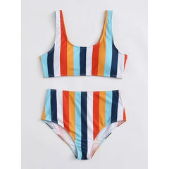 High Waist Striped bikini set