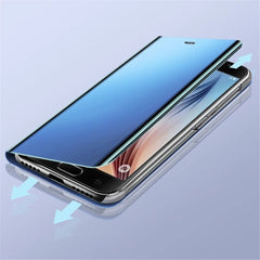 Smart Flip Phone Case For iPhone Mirror Window Standing Holder