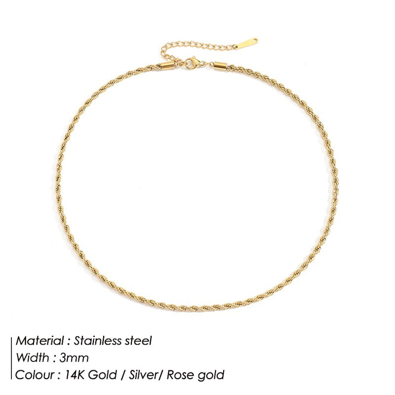 Gold Rope Chain Necklace Chocker