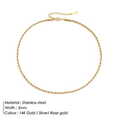 Gold Rope Chain Necklace Chocker