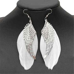 1Pair Feather Earrings Fashion Vintage Feather Angel Wind Stassel Long Drop Dangle Hook Earrings For Women Earrings Party Gifts