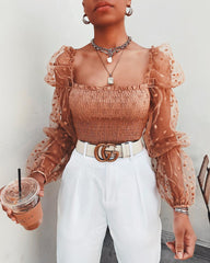 Mesh Sheer Blouse Chiffon See-through Long Sleeve Top Shirt Blouse