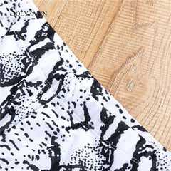 Snake Skin Two Piece Set Women Summer Strapless Backless Crop Top Elastic Waist Shorts Tracksuit Fashion Beachwear 2 Pcs Outfits