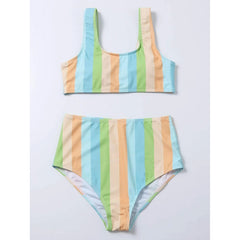 High Waist Striped bikini set
