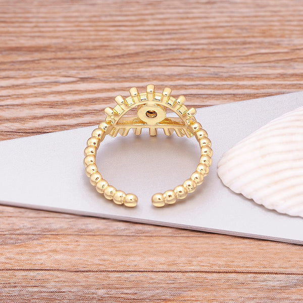 Bohemian Lucky Turkish Evil Eye Rhinestone Open Ring