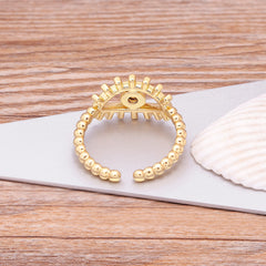 Bohemian Lucky Turkish Evil Eye Rhinestone Open Ring