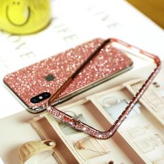 Rhinestone Metal Bumper Glitter Back Cover For iPhone