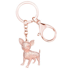 WEVENI Halloween Alloy Antique Gold Plated Chihuahua Keychains Cute Animal Keyring Jewelry For Women Kids Classic Gift Accessory