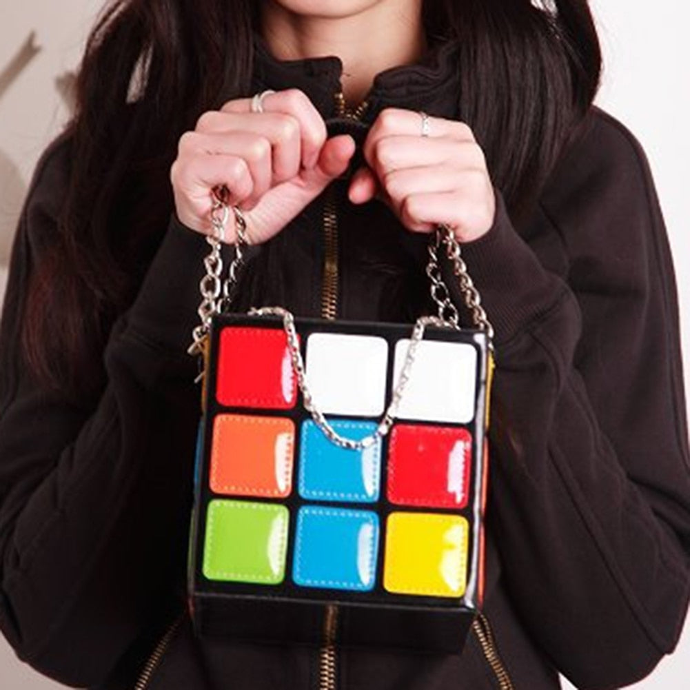 Chic Cubic Shape Box Women Handbags Designer Chains Totes Luxury Pu Leather Messenger Bag Ladies Personality Small Purses 2020