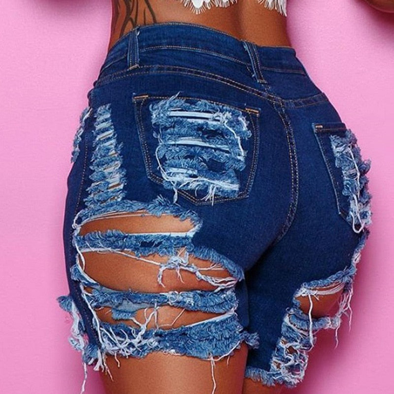 Summer woman trendy Ripped denim shorts fashion sexy high waist jeans shorts street hipster shorts clothes S-2XL 2020 new