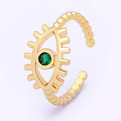 Bohemian Lucky Turkish Evil Eye Rhinestone Open Ring