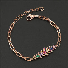 Luxury Classic Maple Leaf Zircon Bracelets Stainless Steel