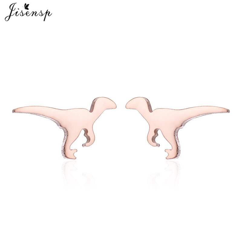 Jisensp Punk Dragon Stainless Steel Earring Trendy Small Dinosaur Stud Earrings Fashion Jewelry for Women Men Christmas Gift