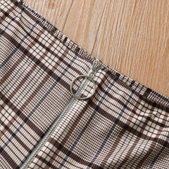 High Waist Plaid Pants Women Skinny Trousers Vintage Long Pants Elegant Slim OL Trousers Zipper Check Pencil Pants Pantalon D30