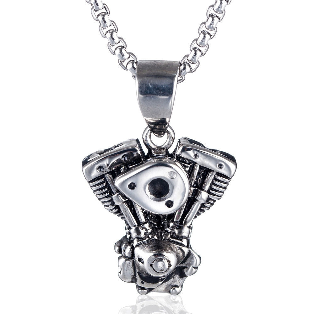 Stainless Steel Motorcycle Engine Punk Pendant