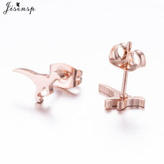 Jisensp Punk Dragon Stainless Steel Earring Trendy Small Dinosaur Stud Earrings Fashion Jewelry for Women Men Christmas Gift