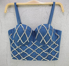 Full Beading  Female Corset Top Camis Tops Nightclub Sexy Short Chest Binder Camisole Women Mujer Push Up Tube Bra Debardeur