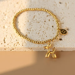 Bracelets Cute Style Balloon Dog Elastic Bracelet Good Luck Round Bead Puppy Bracelet For Women