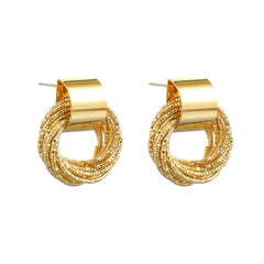 Retro Metallic Gold Color Multiple Small Circle Pendant Earrings 2022 New Jewelry Fashion Wedding Party Earrings For Woman