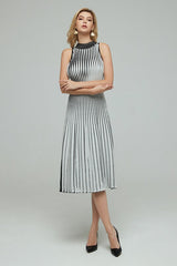 High Quality White Black Sleeveless Jacquard Rayon Bandage Dress Elegant Cocktail Party Dress