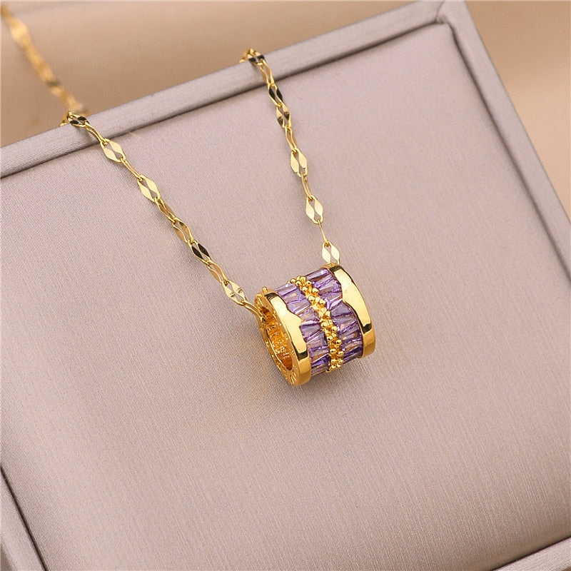Stainless Steel 3 Color Round Pendant