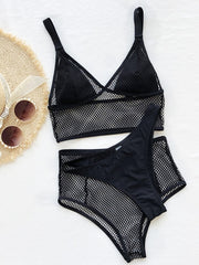 2022 New Sexy Mesh Three Pieces Bikini Set Brazilian Swimwear Women Swimsuit Female Bikini Bathers Bathing Suit Summer Beachwear