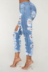 New Boyfriend jeans Fashion summer ripped jeans for women Street hipster denim long pants S-2XL drop shipping