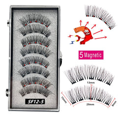 2 Pairs 3D Natural Magnetic Eyelashes ,With 5 Magnetic Lashes Handmade Reusable Magnetic False Eyelashes