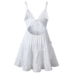 White Lace Halter Dress mini dress