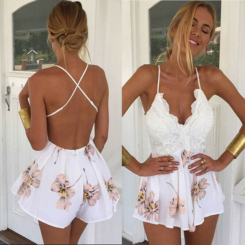 Holiday Summer Ladies Sexy V-Neck Sleeveless Jumpsuit Women Backless Bodycon Party Playsuit Fashion CasualJumpsuit Romper