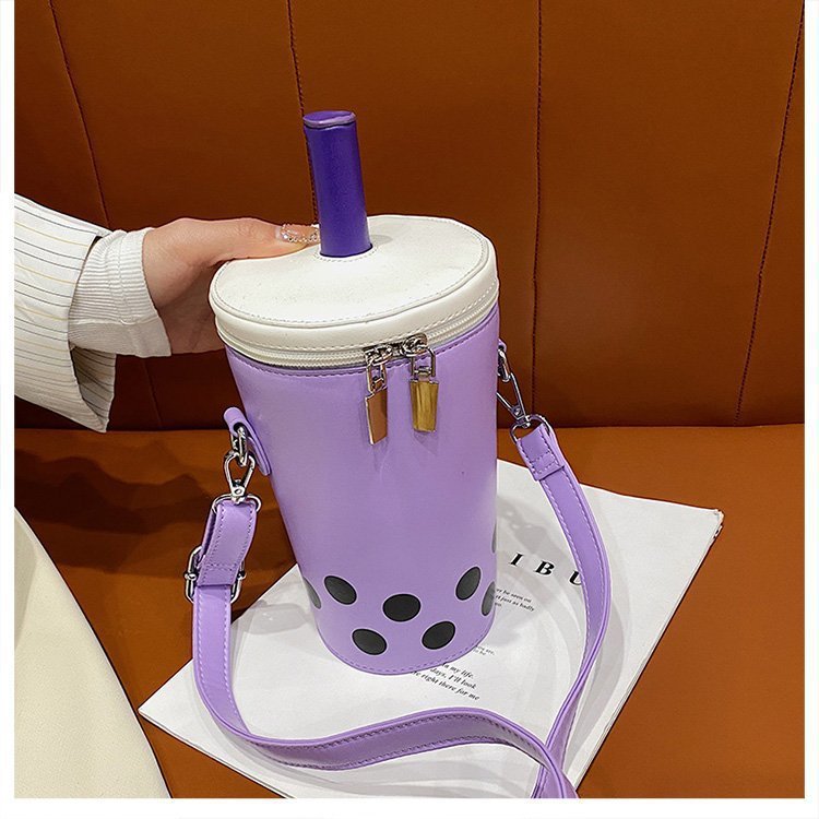 Cute Milk Tea Women&#39;s Shoulder Crossbody Bag Drink Cup Design Ladies Autumn Winter Cartoon Printing Pu Leather Messenger Bags