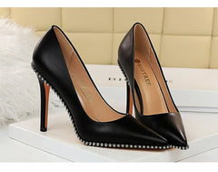 Rivet Pumps High Heels Stiletto Pu Leather Heels