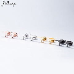 Jisensp Punk Dragon Stainless Steel Earring Trendy Small Dinosaur Stud Earrings Fashion Jewelry for Women Men Christmas Gift