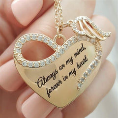 Photo Heart Pendant Memory Floating Locket Necklace Angel Wings