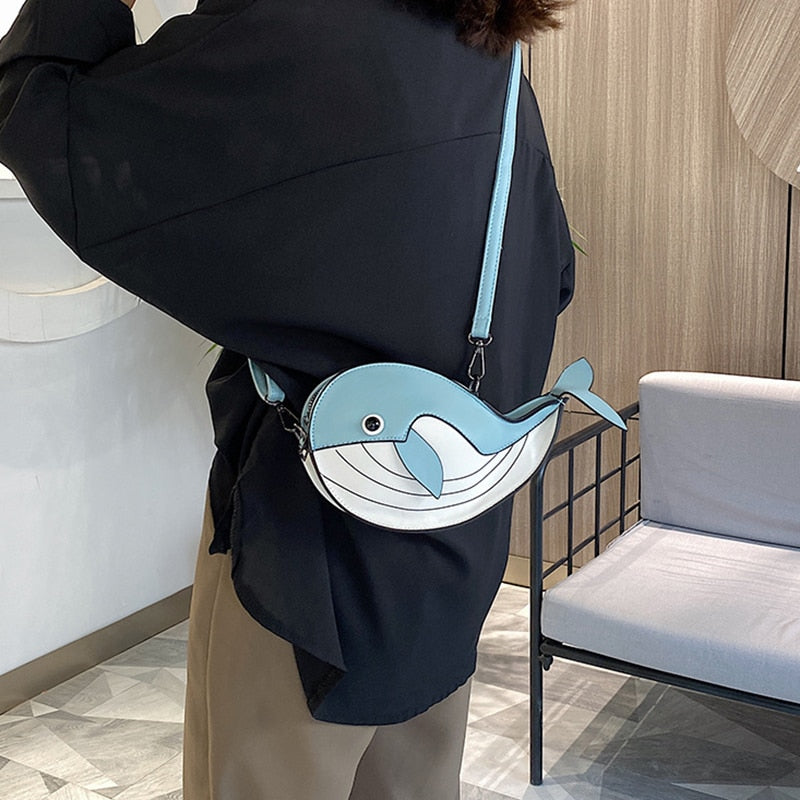Cute Small Whale Women&#39;s Shoulder Bag Lovely Animal Shaped Phone Purse Crossbody Bags Lady Designer PU Leather Bags for Women