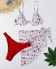 Sexy Marble Long Sleeve Bikini Female Swimsuit Women Swimwear Plus Size Bikini set Halter Bather Bathing Suit Swim