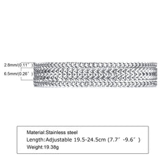 Vnox Layered Bracelets for Men, Black Franco Chain, Cuban Chain, Stainless Steel Simple Wristband, Casual Fashion Jewelry