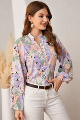 gillian lantern sleeves Floral printed women shirt elegant shirts