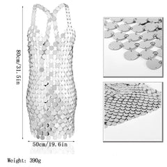 IngeSight.Z Silver Color Sequins Harness Bra Chest Neck Body Chain Sexy Summer Beach Bikini Dress for Women Body Jewelry Party