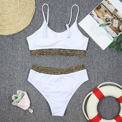 High Waist Bikini Set Swimwear Women Swimsuit Female 2021 New Sexy Ribbed Bikini Patchwork Bathing Suits Summer Beach Wear Swim