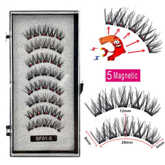 2 Pairs 3D Natural Magnetic Eyelashes ,With 5 Magnetic Lashes Handmade Reusable Magnetic False Eyelashes