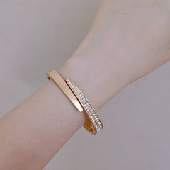 Trendy Geometry Round Bracelets &amp; Bangles For Women Charm Crystal Cuff Bracelet Rose Gold Color Bangles Female Jewelry Accessory