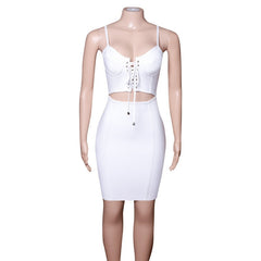 Hollow Out Bandage Dress Spaghetti Strap Lace Up