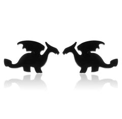 Jisensp Punk Dragon Stainless Steel Earring Trendy Small Dinosaur Stud Earrings Fashion Jewelry for Women Men Christmas Gift
