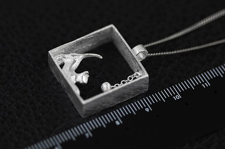 925 Sterling Silver Square  cat Necklaces &amp; Pendants For Women High Quality Sterling-silver-jewelry