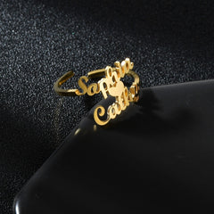 Atoztide Custom Names Rings Stainless Steel Adjustable Butterfly Open Size Wedding Letter Circle for Women Unique Jewelry Gifts