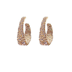 Shiny Rhinestone Gold Color Circle Hoop Earrings(multi Styles)