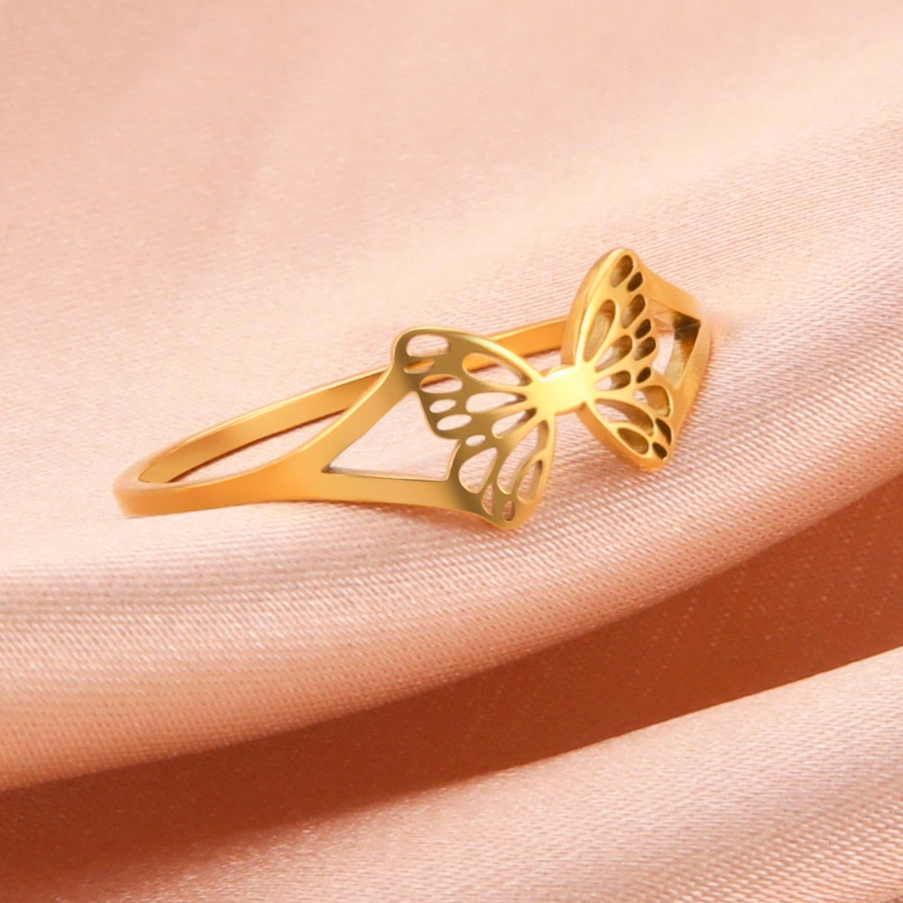 Mariposa Cutout Butterfly Stainless Steel Ring